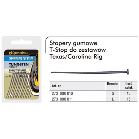 Bullet Weight T-stop Rubber Texas & Carolina Size L Spinning System