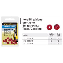 Glass Beads Red for Texas & Carolina Rig 8mm Spinning System