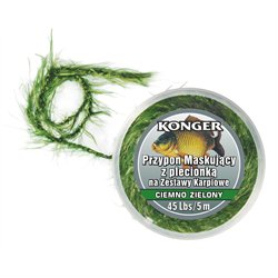 Camouflage leader with braided line dark green 25lbs 5m