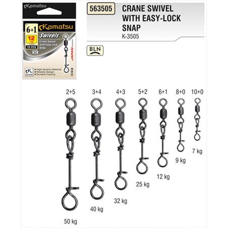 Crane Swivel with Easy - Lock Snap 5+2BLN 25kg K-3505