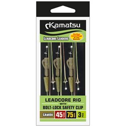 Zestaw Leadcore z Bezpiecznym Klipsem Bolt-lock Camou 45Lbs 75cm