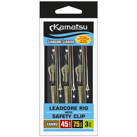 Leadcore Rig with Safety Clip Camou 45Lbs 75cm