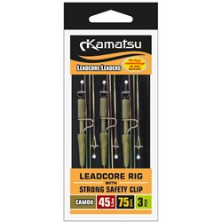 Leadcore Rig with Strong Safety Clip Camou 45Lbs 75cm