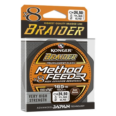 Plecionka Braider X8 Method Feeder Dark Brown 0,14mm/150m