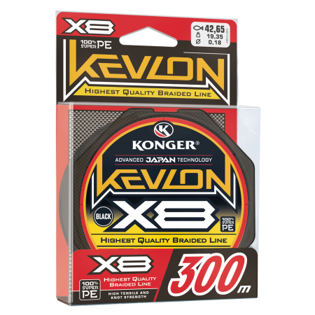 Kevlon X8 Black 0,20mm/300m Konger