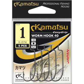 Kamatsu Worm Hook 40 5/0 Black Nickel Ringed Hook