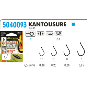 Snelled hook Method Feeder Classic Kantousure 10 with Silicone Ring