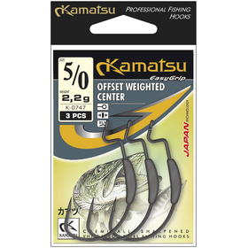 Kamatsu Offset Weighted Center Hook 3/0 Black Nickel Eye 1g