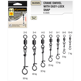Swivel with snap Crane Swivel with Easy - Lock Snap 8+0BLN 9kg K-3505