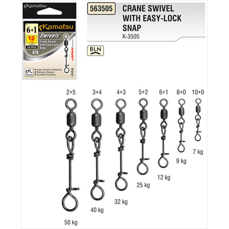 Swivel with snap Crane Swivel with Easy - Lock Snap 8+0BLN 9kg K-3505