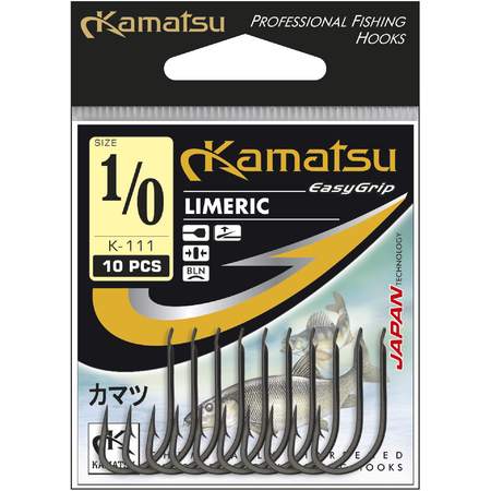Kamatsu Limeric 1/0 Black Nickel Flatted Hook