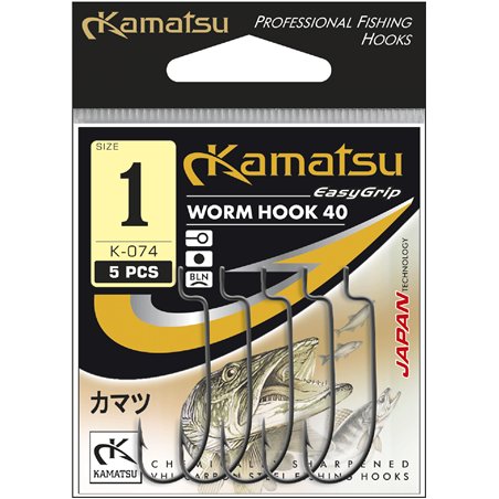 Kamatsu Worm Hook 40 1 Czarny Nikiel Oczko