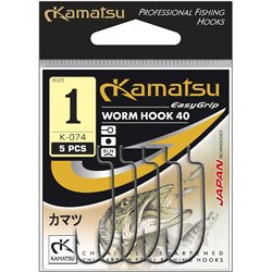 Kamatsu Worm Hook 40 6/0 Czarny Nikiel Oczko