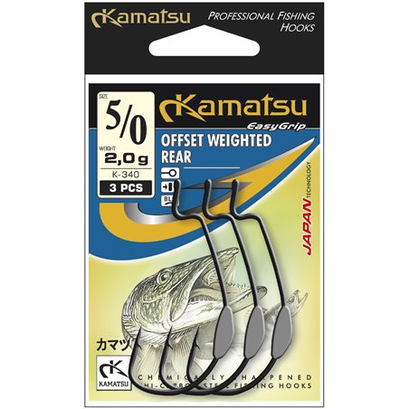 Kamatsu Offset Weighted Rear 3/0 Black Nickel Ringed 1.3g