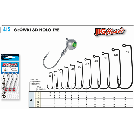 3D Holo Green Eye Jig Head 4/0 14g